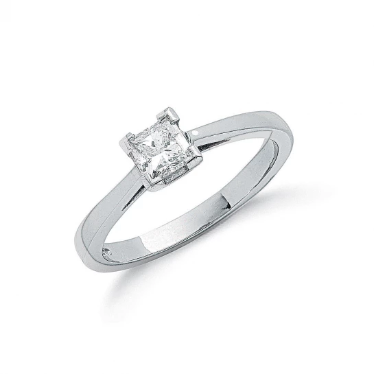 Platinum 0.50ct G/H-Si Princess Cut Diamond Engagement Ring